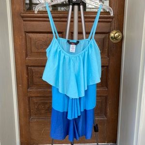 Blue flowy layered cute tank top (three-tone) (Brand: 1955 Vintage)